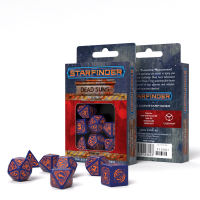 Starfinder: Dead Suns kauliukų rinkinys (tamsiai mėlynos ir oranžinės sp.)